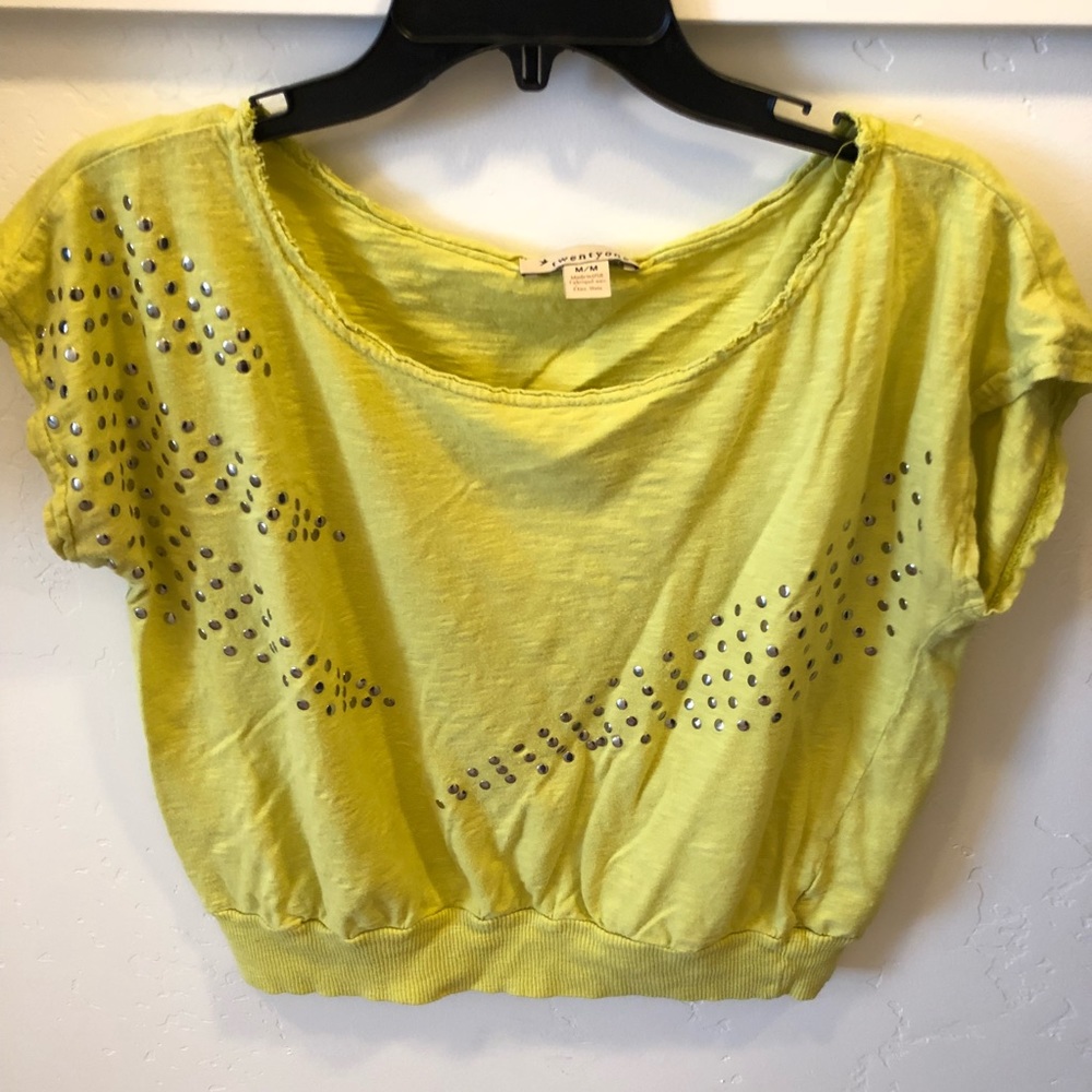 Forever 21 Green Top With Silver Studs